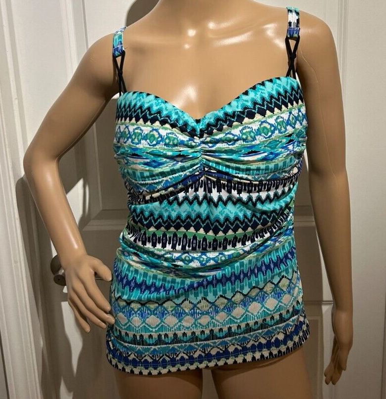 PROFILE by Gottex Tankini Swim Top Sz M w/ Built In Bra Adjustable