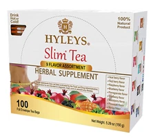 Hyleys Slim Tea 9 Flavor Assortment 100 Ct - Weight Loss Herbal Supplement Clean