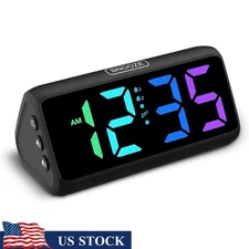 Loud RGB Alarm Clock Dual Alarm Adjustable Brightness Backup Power Indoor Use