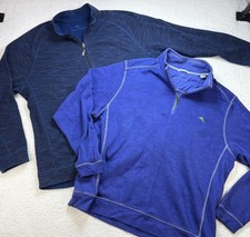 Tommy Bahama Men  s 2XL Quarter Zip Sweater Bundle Lot of 2 Blue Bundle EUC