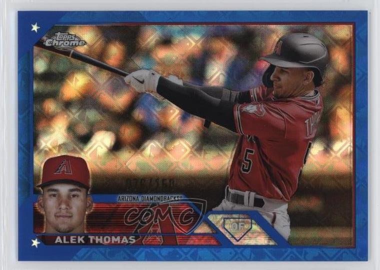2023 Topps Chrome Logofractor Edition Blue Refractor 76/150 Alek Thomas #186 6o3