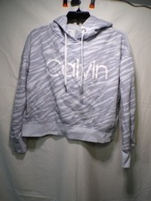 Calvin Klein Performance Women's Small Animal Print Cropped Hoodie Gray