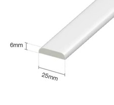 25mm PVC D-Mould Trim White - 120cm,  delivered in flat pack