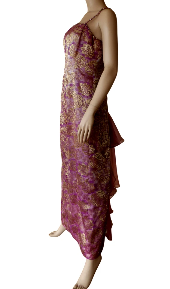 Vintage Cache Guipure Lace Mermaid Beads Dress Sz 8 Fairy Boho Y2K Prom 90s Gown - Image 3 of 4