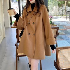 Women's Camel Double-sided Cashmere Coat Korean Doll Collar Cloak Woolen Jacket