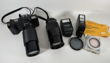 Chinon CP-7m 35mm Bundle Lenses, Flashes, Filters FOR PARTS OR REPAIR