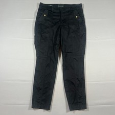 White House Black Market Slim Ankle Pants Women 10 Black Cotton High Rise Skinny