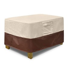 Rectangle Patio Ottoman Cover, Rectangle 28" L x22" W x17" H Beige  Brown