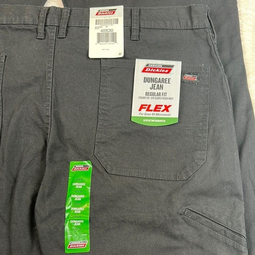 (2) Dickies Men's 40x30 Black Straight Work Dungaree Jeans- Regular Fit-Lot of 2 - Picture 4 of 9