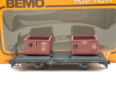 BEMO HOm 2258 RhB Kk 7347 Flat Car + Box Load Rhaetian Railway