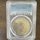 PCGS MS63 1925 Peace Dollar $1 Silver Business Strike Philadelphia