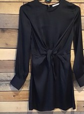 Mi Ami XS Little Black Dress Satin Tie Glam Whimsygoth Quiet Luxe Old Money