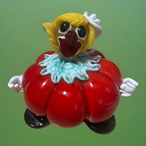 Vintage Murano Glass Round Fat Tomato , Pumpkin Clown Read