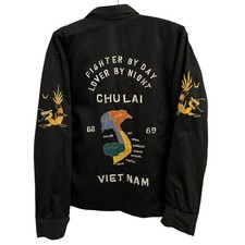 Vintage 1960s Vietnam War Tour Jacket Souvenir Sukajan Large Chu Lai Uniform