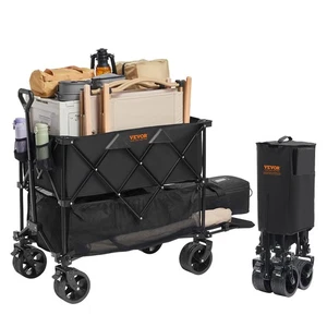VEVOR Wagon pliable collapsible 400L Cart de Wagon de plage poids lourd 350-450 lb