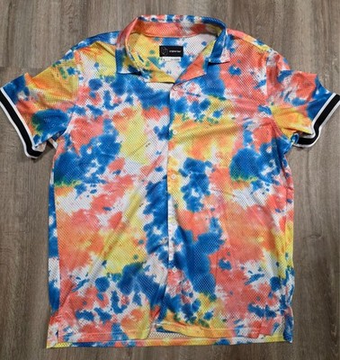 Original Use Dyed Mesh Short Sleeve Button Down Shirt Mens L