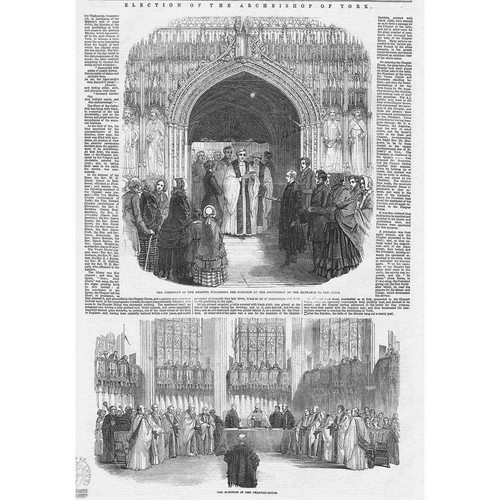 Election of the Archbishop of York - Antique Print 1847