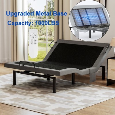 Upgraded Adjustable Bed Frame Base Wireless Remote Power Base Split King Queen