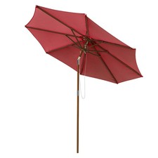 Yescom 9ft 8 Ribs Wooden Patio Umbrella Outdoor Garden Easy Tilt Wine Red