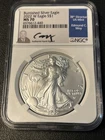 2022-W Burnished Silver Eagle NGC MS70 | Edmund C. Moy Hand Signed | Blue Label