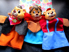 Vintage Goldilocks & The 3 Bears Hand Glove Puppets Three Bears Good cond. 16