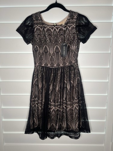 Women’s NWT Black Swan Dress , Lace Knee High , Sexy , Festive Boho , Night Out