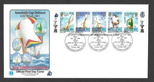America's Cup Defence Australia 1987 FDC 1986 Solomon Islands Stamps Cover #2