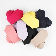 Men Solid Linen Cotton Necktie Wedding Party Business Formal 6CM Skinny Neck Tie