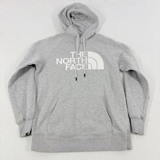 North Face Hoodie Sweatshirt Womens Small Grey Half Dome Logo Pullover FLAW