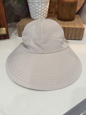 BANANA BOAT WOMEN'S WIDE BRIM SUN HAT VISOR BEIGE IVORY PIN STRIPE OSFM