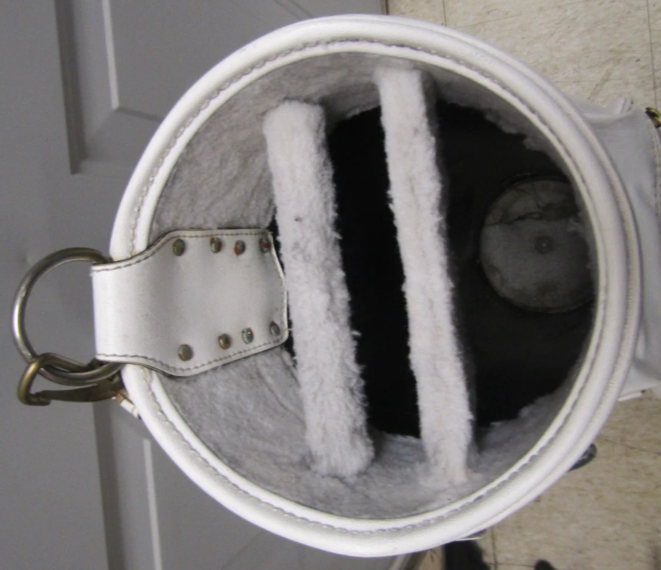 Bolsa de carrinho de golfe vintage Lady Cobra 3 vias couro sintético branco com alça de ombro - Imagem 3 de 4