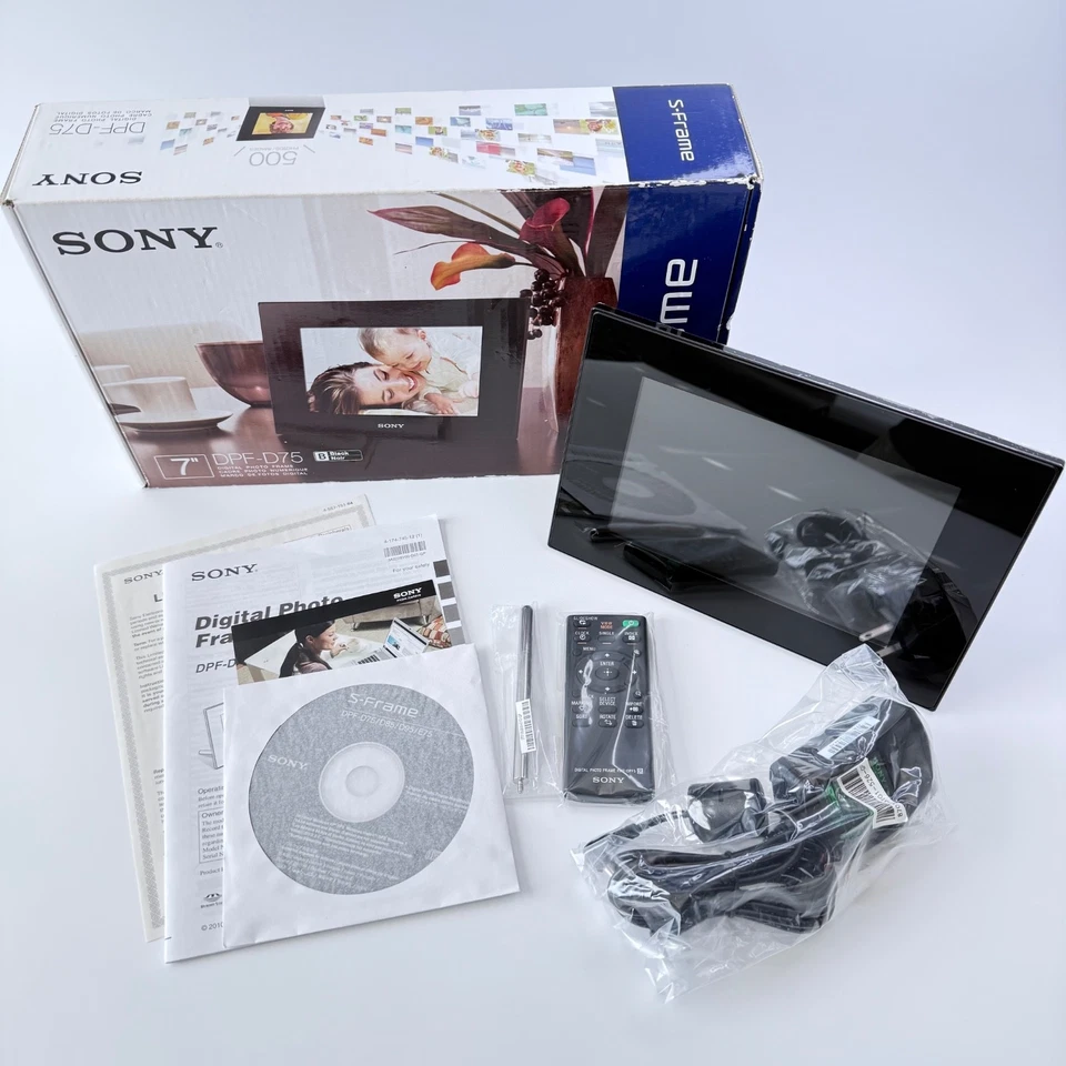 Sony S-Frame 7" DPF-D75 Digital Photo Picture Frame With Remote Black - Image 2 of 4