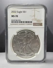 2022 $1 American Silver Eagle NGC MS70 Brown Label