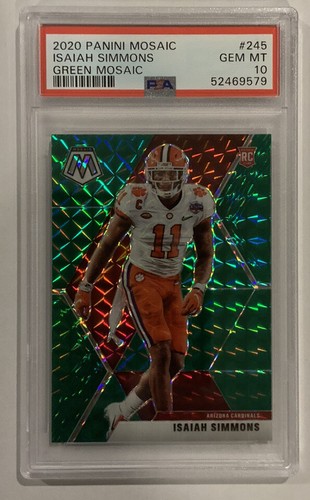 2020 Panini Mosaic Football Mosaic Green Isaiah Simmons #245 PSA 10