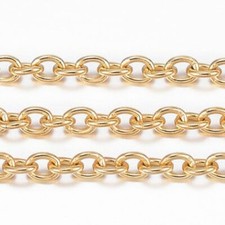 1M 3.28 Ft   304 Stainless Steel Gold Plated Cable Soldered Chain   2.5mm x 2m
