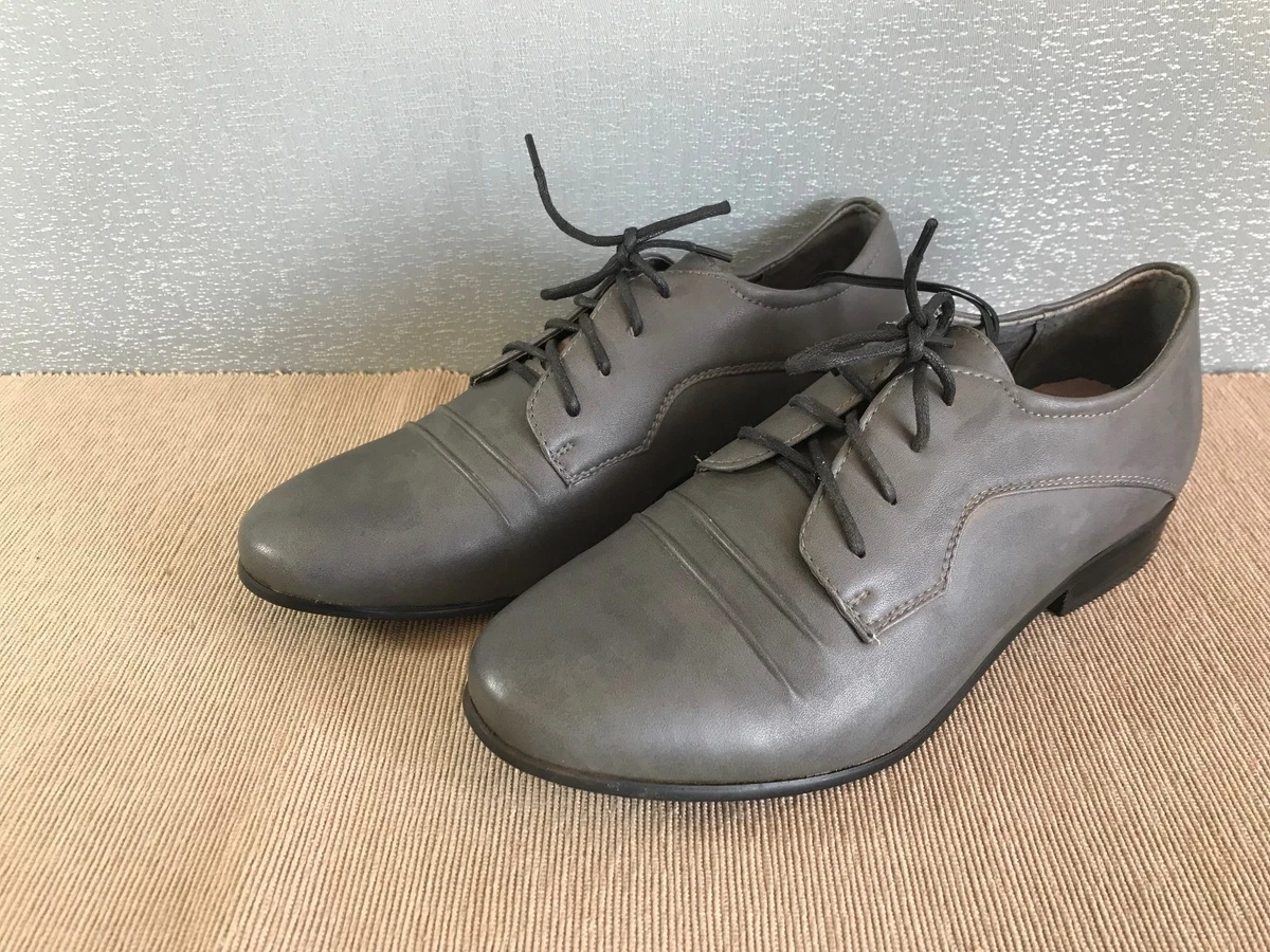 BNWT Ladies Sz 5 Rivers Brand Grey Casual Leather look Lace up Work Dress shoes