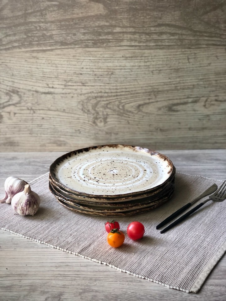 Rustic Ceramic Dinnerware Set Stoneware Dinner Cereal Pasta Salad Plate ...