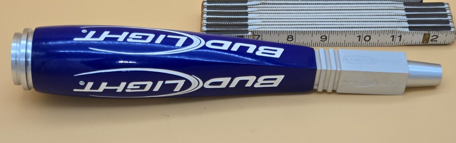 Bud Light Draft Beer Tap Handle Tapper Knob Blue White & Aluminum Man Cave 12”