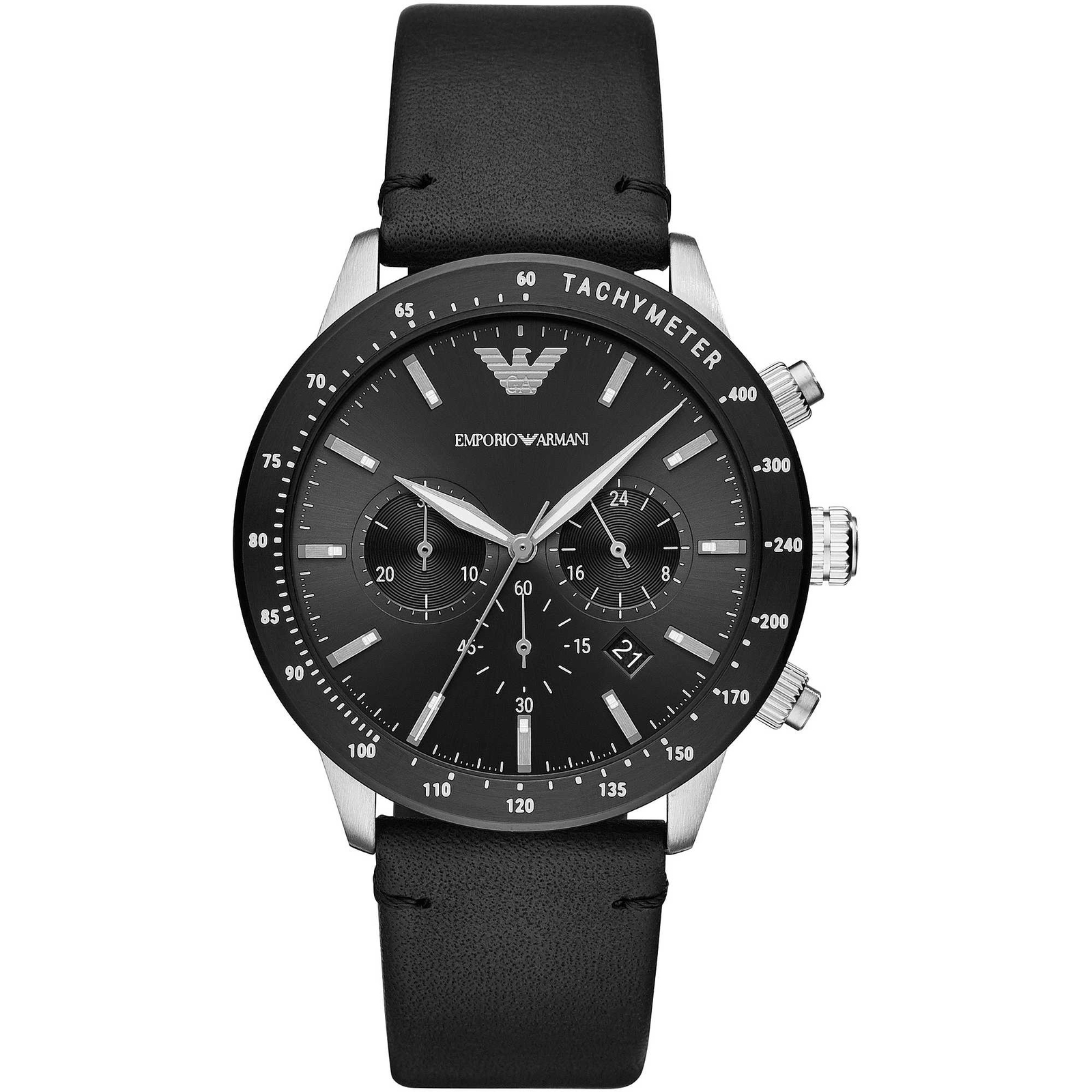 Orologio Uomo EMPORIO ARMANI MARIO AR11243 Chrono Vera Pelle Nero
