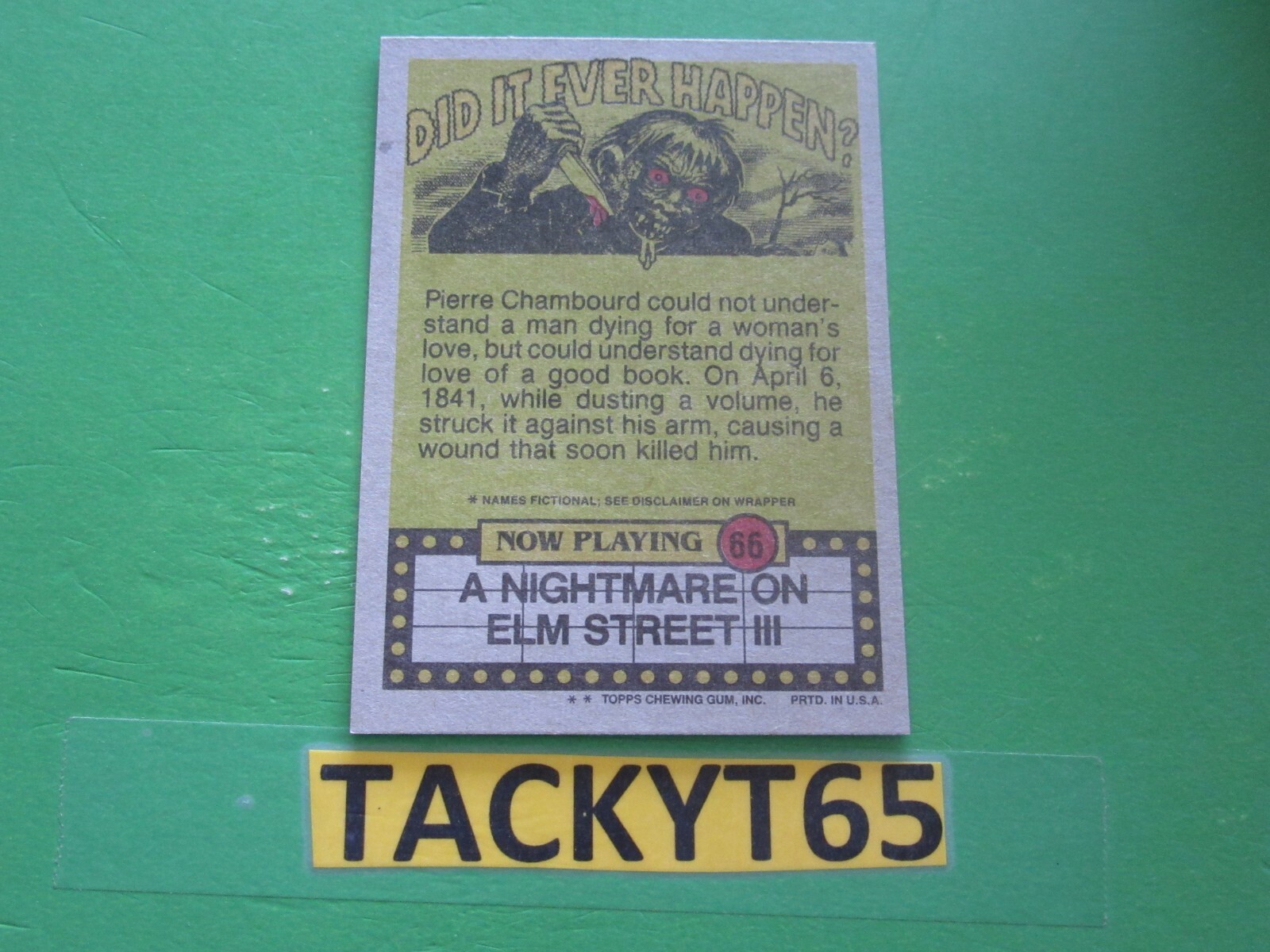 1988 FRIGHT FLICKS SINGLE CARD(S) NEW YOU CHOOSE