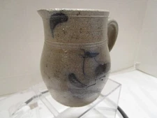 VTG. Rowe Pottery works Creamer Pitcher Handle Bird Pattern  WI Salt Glazed 1980