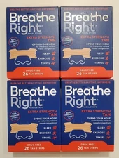 104 BREATHE RIGHT NASAL STRIPS EXTRA STRENGTH TAN ( 4 x 26 CT Boxes ) EXP 2028