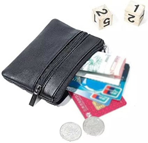 Coin Purse Change Mini Wallet Leather 3 Compartment Zip & Clip Vintage Style - Picture 9 of 14