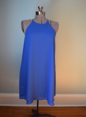 Pink Rose flowy two-layer royal blue dress S NWT