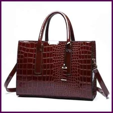 Crocodile Print Women Handbags Purse Tote Bags Adjustable Strap Top Handle