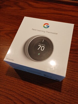 Sealed! Google Nest 3rd Generation Learning Thermostat T3007ES Stainless Steel