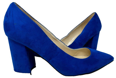 Nine West Women's Cara Slip On Comfort Block Heel Dress Pumps Blue Size:7 72Y