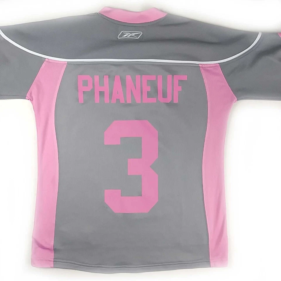 Camiseta deportiva para mujer Reebok NHL Calgary Flames #3 Dion Phaneuf gris rosa talla pequeña Foto 2 de 4