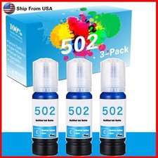 3PK T502 Ink Bottle Ink for EcoTank ET-3710 ET-3760 ET-4760 ET-15000