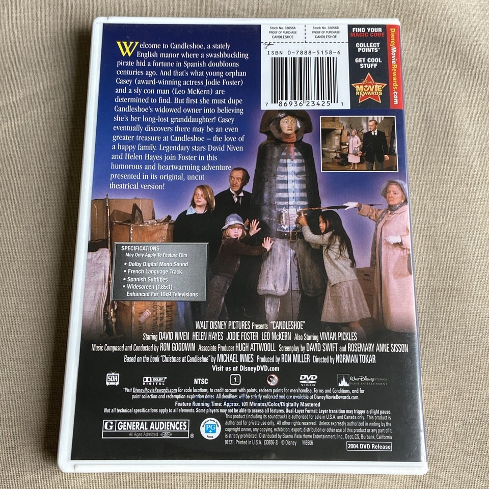 Walt Disney Candleshoe (DVD 1977) Comedy David Niven Helen Hayes Jodie